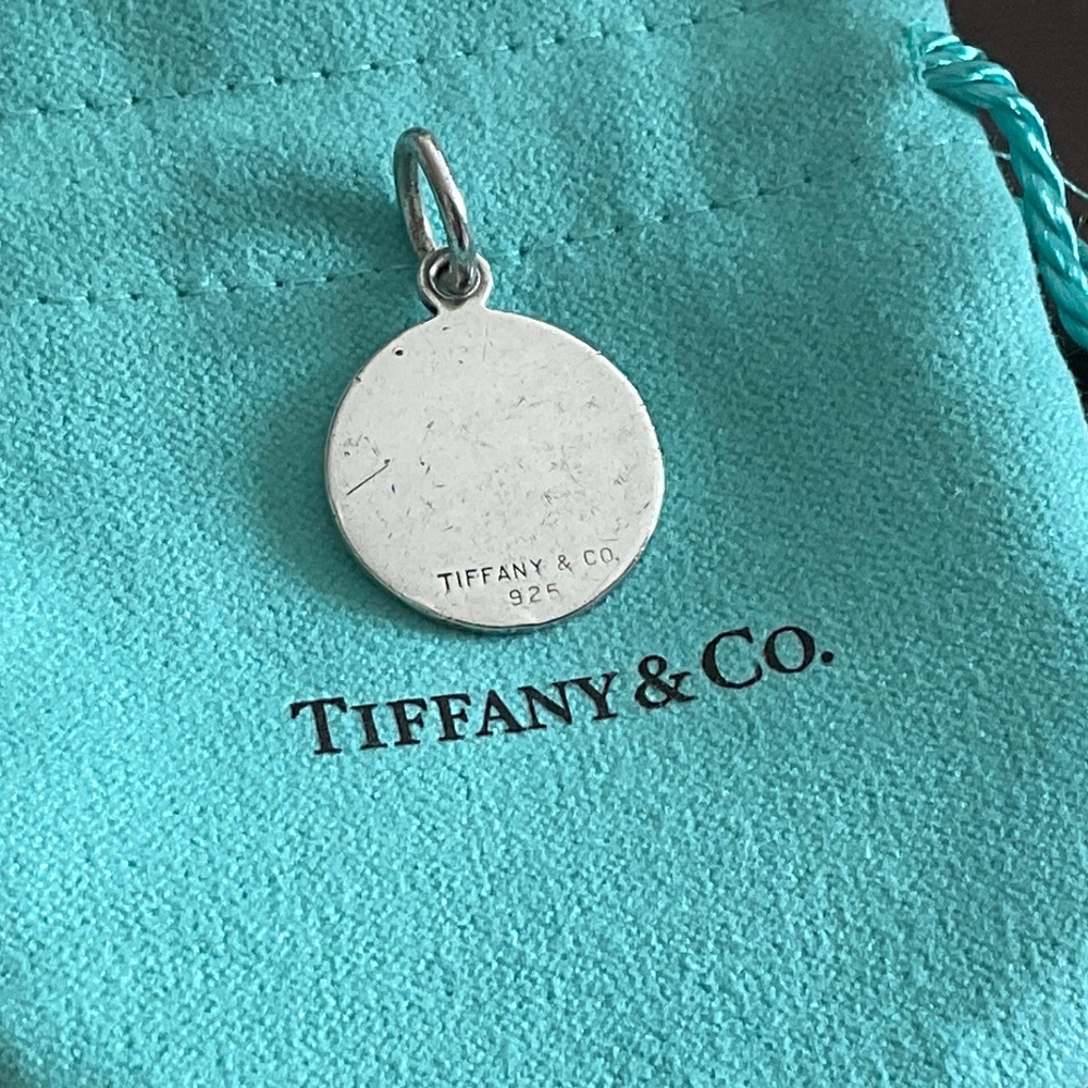 Tiffany & Co. Round Sterling Silver Disc Pendant on Tiffany Blue Pouch